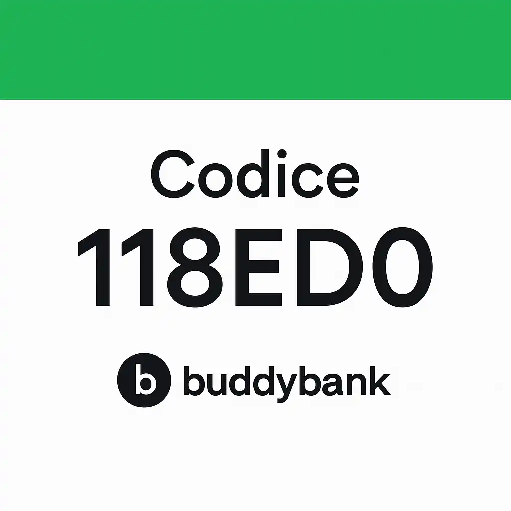 Buddybank Codice 118ED0 – 50€ SCADE IL 30/09/2025